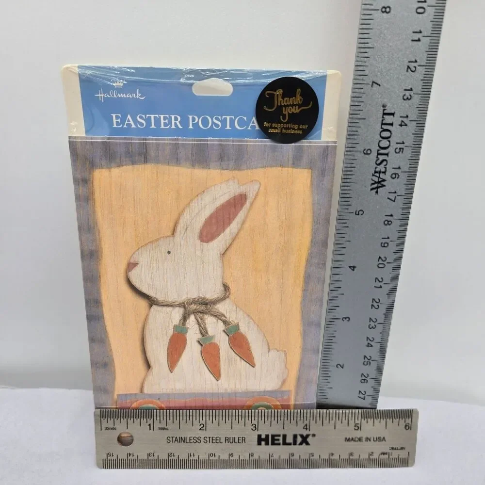 Sealed 8-Pack 1990s Easter Hallmark Postcards White Bunny Carrot Necklace Cart